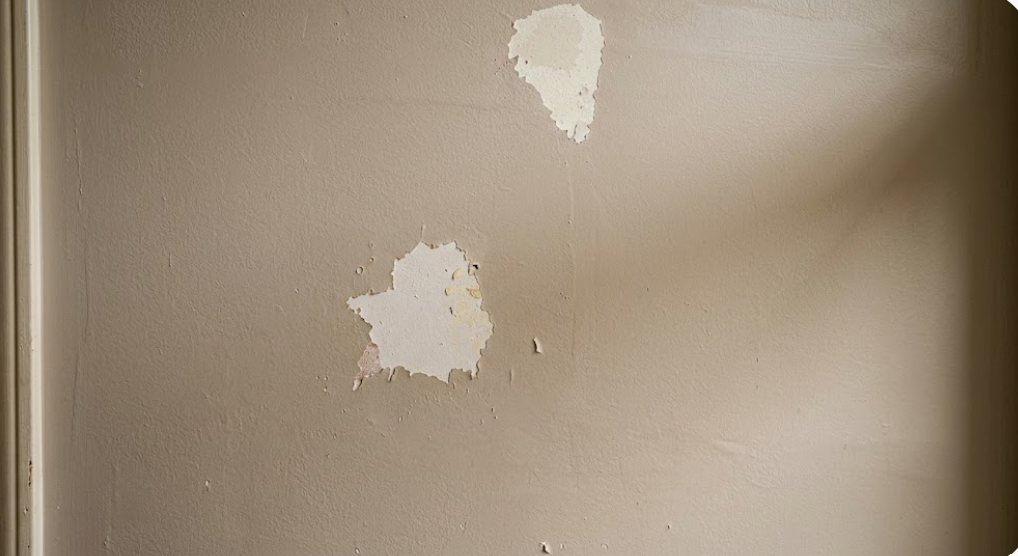 close up of 2 areas where paint is chipping